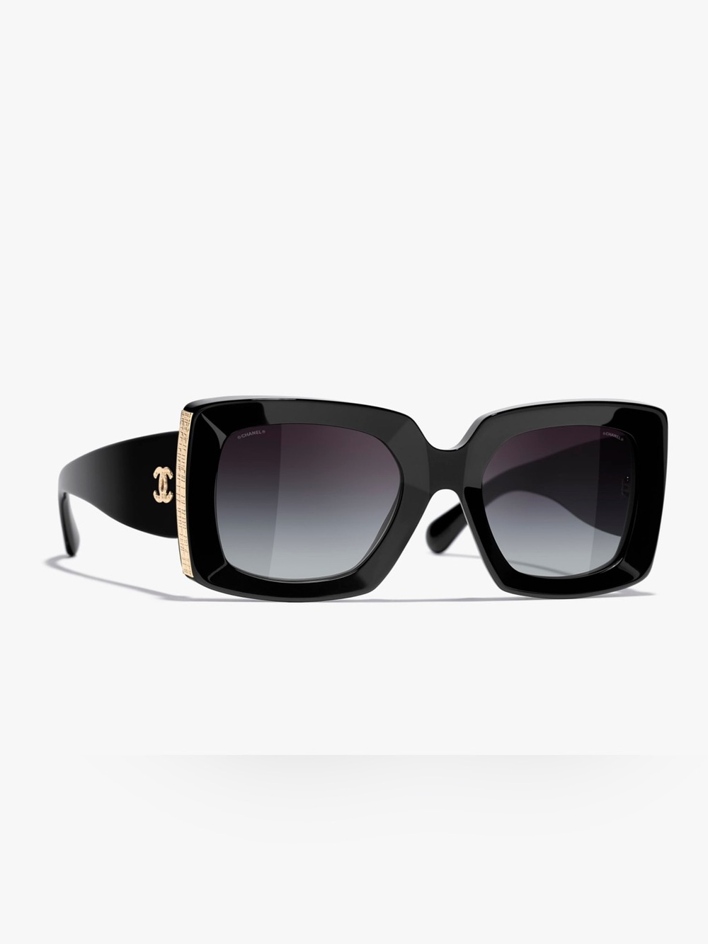 Black Chanel Oversized Square Women's Sunglasses - Picture 2 of 5